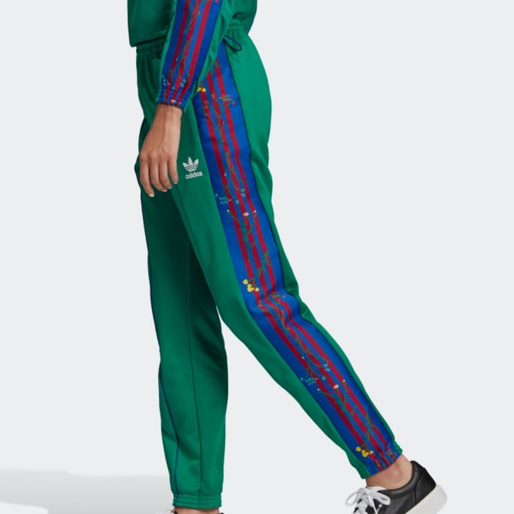 Adidas floral track pants - green (collab)